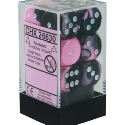Dice<Black-Pink / White: Gemini 12d6 16mm Dice Set CHX 26630 - Miniature Marvels: Airplane Models & Painted Dice