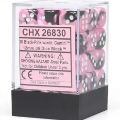 Dice<Black-Pink / White: Gemini 36d6 12mm Dice Block CHX 26830 - Miniature Marvels: Airplane Models & Painted Dice
