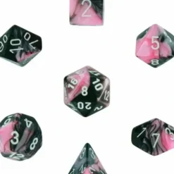 Dice<Black-Pink / White: Gemini Polyhedral Dice Set (7's) CHX 26430 - Miniature Marvels: Airplane Models & Painted Dice