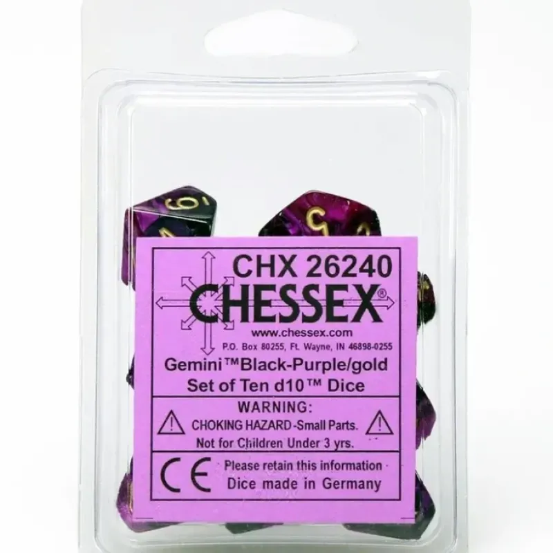 Dice<Black-Purple / Gold: Gemini d10 Dice Set (10's) CHX 26240 - Miniature Marvels: Airplane Models & Painted Dice
