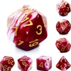 Shop All*Blood Moon 7pc Set of Dice w/Gold Numbers - Miniature Marvels: Airplane Models & Painted Dice