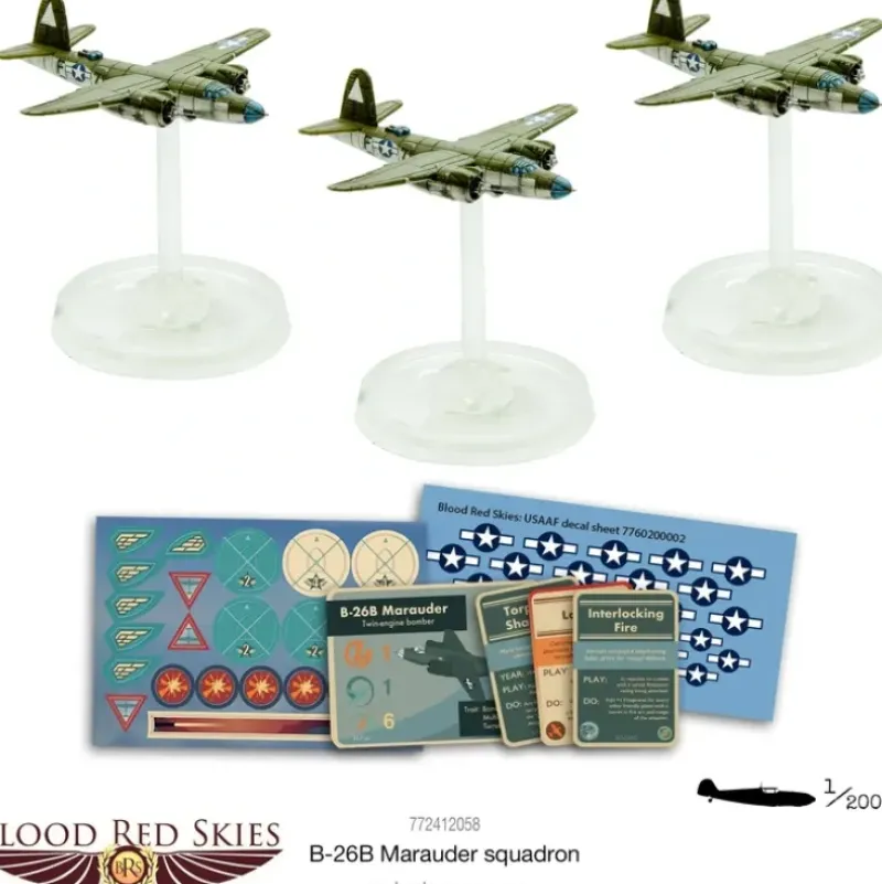 Shop All*Blood Red Skies - US Air Force: B-26B Marauder Squadron - Miniature Marvels: Airplane Models & Painted Dice