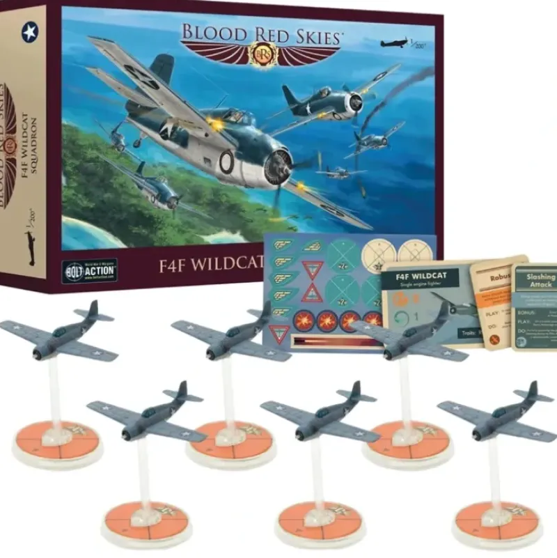 Shop All*Blood Red Skies - US Air Force: F4F Wildcat Squadron - Miniature Marvels: Airplane Models & Painted Dice