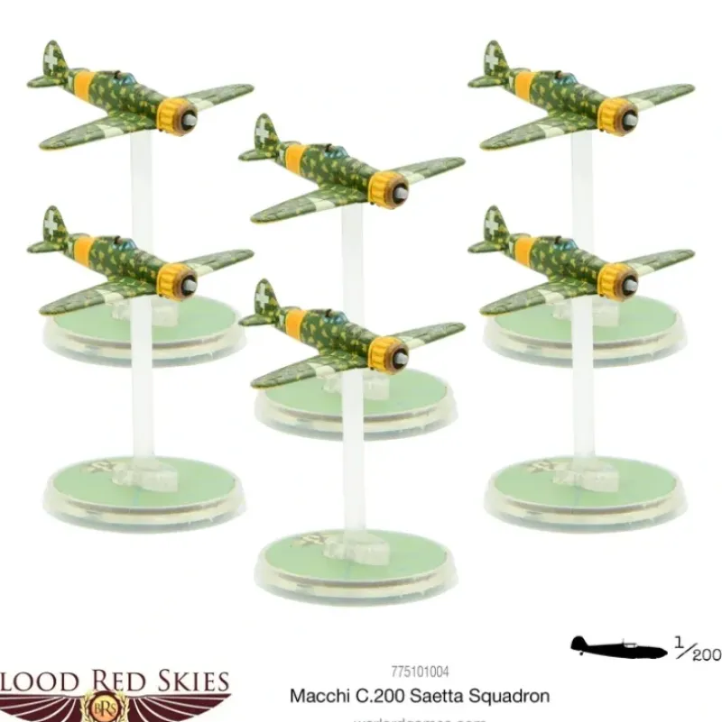Shop All*Blood Red Skies: Macchi C.200 Saetta Squadron - Miniature Marvels: Airplane Models & Painted Dice