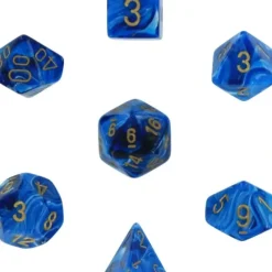 Dice<Blue / Gold: Vortex Polyhedral Dice Set (7's) CHX 27436 - Miniature Marvels: Airplane Models & Painted Dice
