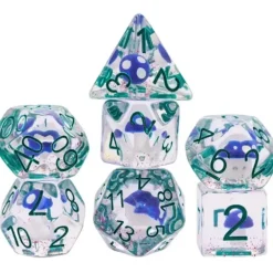 Shop All*Blue Shrooms 7-Set RPG Dice - Miniature Marvels: Airplane Models & Painted Dice