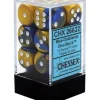 Dice<Blue-Gold / White: Gemini 12d6 16mm Dice Set CHX 26622 - Miniature Marvels: Airplane Models & Painted Dice