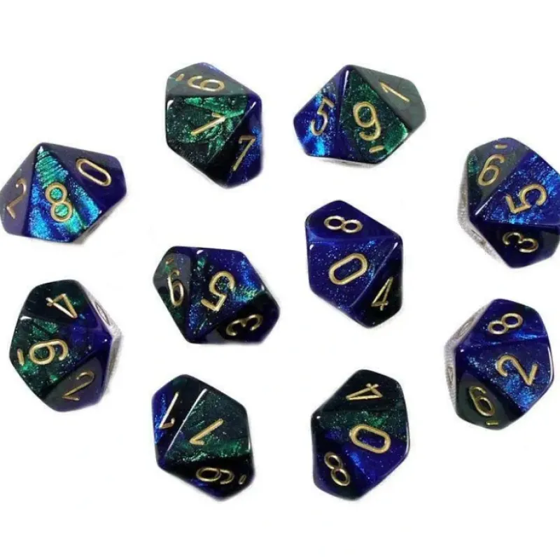 Dice<Blue-Green / Gold: Gemini d10 Dice Set (10's) CHX 26236 - Miniature Marvels: Airplane Models & Painted Dice