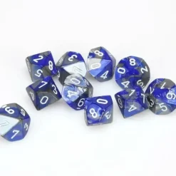 Dice<Blue-Steel / White: Gemini d10 Dice Set (10's) CHX 26223 - Miniature Marvels: Airplane Models & Painted Dice
