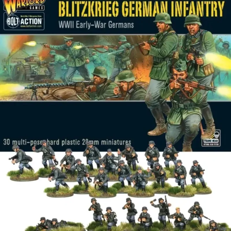 Shop All*Bolt Action - Germany: Blitzkrieg German Infantry Set + Digital Guide: Battle of France - Miniature Marvels: Airplane Models & Painted Dice