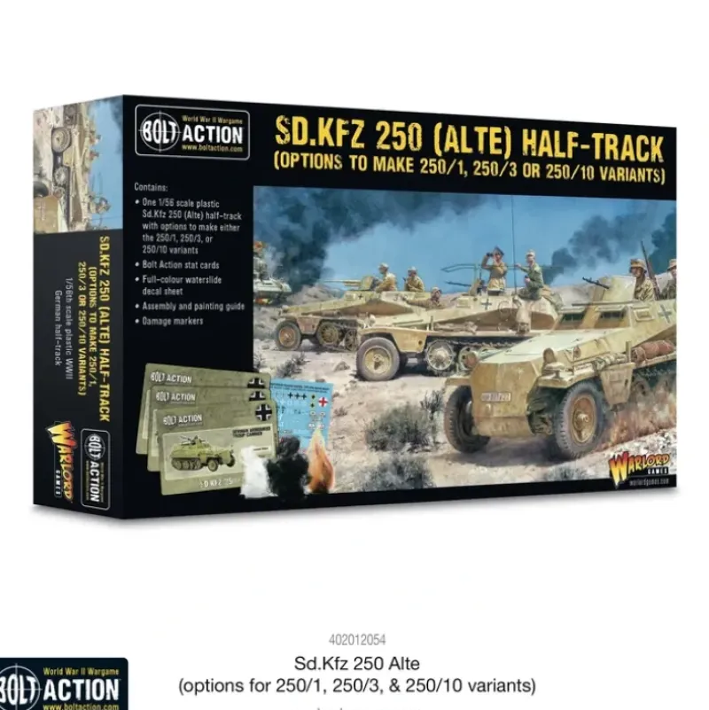 Shop All*Bolt Action - Germany: Sd.Kfz 250 (Alte) half-track (options to make 250/1, 250/3 or 250/10 variants) - Miniature Marvels: Airplane Models & Painted Dice