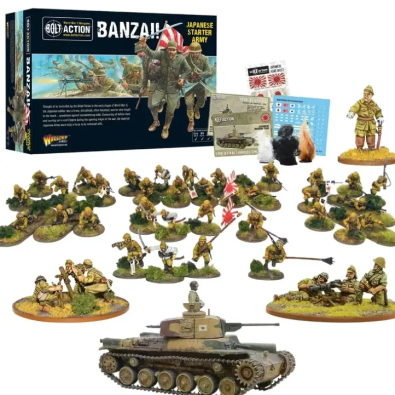 Shop All*Bolt Action - Japan: Banzai! Imperial Japanese Starter Army - Miniature Marvels: Airplane Models & Painted Dice