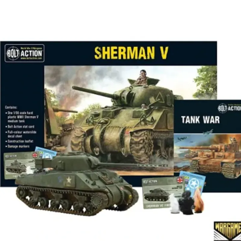 Shop All*Bolt Action - Tank War: Sherman V Tank + Digital Guide - Miniature Marvels: Airplane Models & Painted Dice