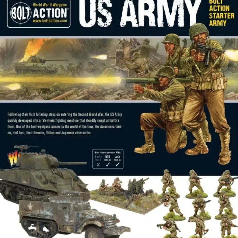 Shop All*Bolt Action - USA: US Army Starter Set + Digital Guide: Armies of the United States - Miniature Marvels: Airplane Models & Painted Dice