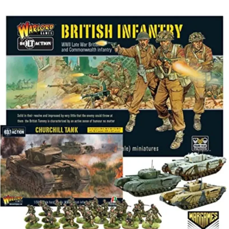 Shop All*Bolt Action: British Infantry and Churchill Tank Set - Miniature Marvels: Airplane Models & Painted Dice