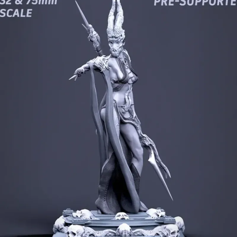 Miniature<Boneflesh Necropriestess, 32mm - Miniature Marvels: Airplane Models & Painted Dice