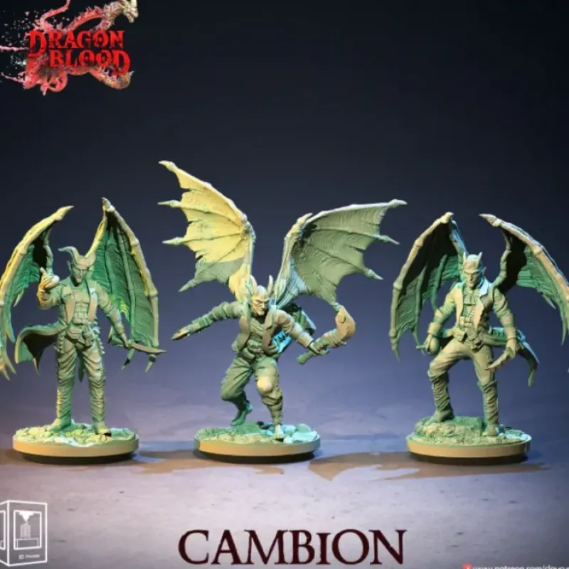 Miniature<Cambion Mercenaries Bundle - Miniature Marvels: Airplane Models & Painted Dice