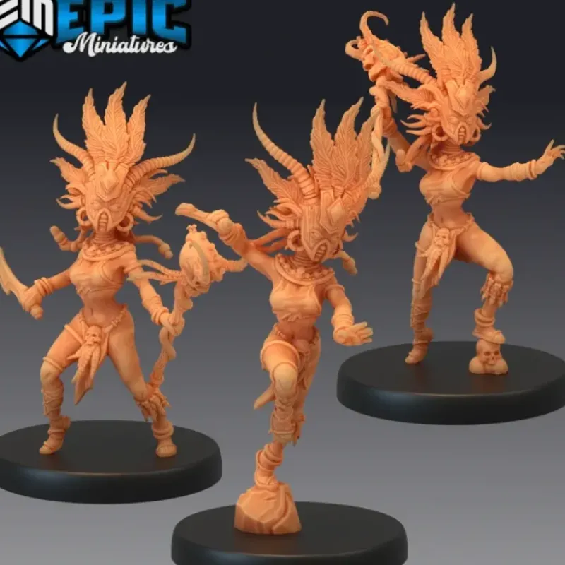 Miniature<Cannibal Tribe Witches - Miniature Marvels: Airplane Models & Painted Dice