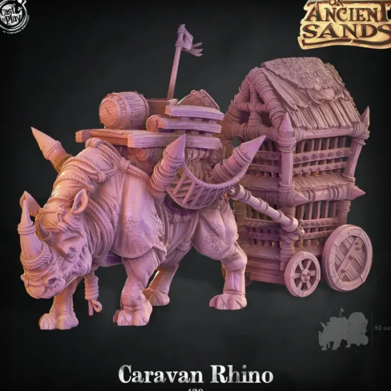 Miniature<Caravan Rhino - Miniature Marvels: Airplane Models & Painted Dice