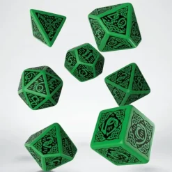 Dice<Celtic 3D Revised Green & Black Dice Set (7) QWS SCER15 - Miniature Marvels: Airplane Models & Painted Dice