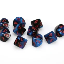 Shop All*Chessex CHX26258 D10 Set Starlight Dice w/Red Numbers - Miniature Marvels: Airplane Models & Painted Dice