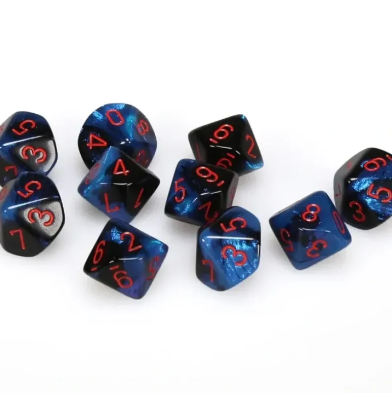 Shop All*Chessex CHX26258 D10 Set Starlight Dice w/Red Numbers - Miniature Marvels: Airplane Models & Painted Dice