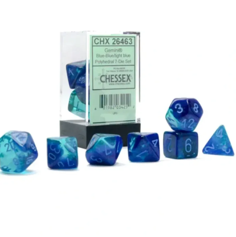 Shop All*Chessex CHX26463 Gemini Blue-Light Blue Luminary Dice - Miniature Marvels: Airplane Models & Painted Dice
