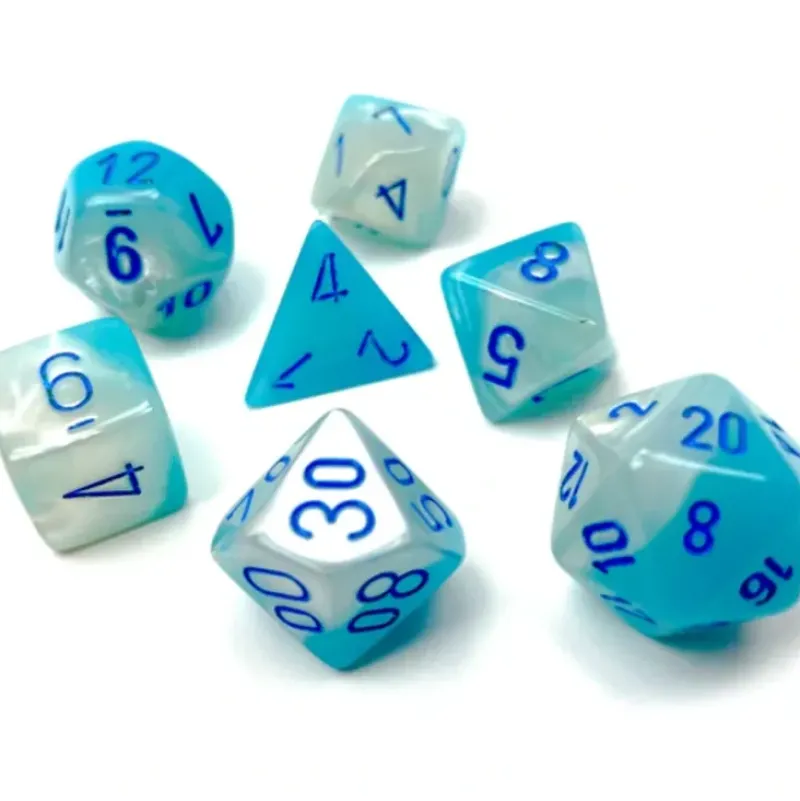 Shop All*Chessex CHX26465 Gemini Pearl Turquoise-White/blue Luminary - Miniature Marvels: Airplane Models & Painted Dice