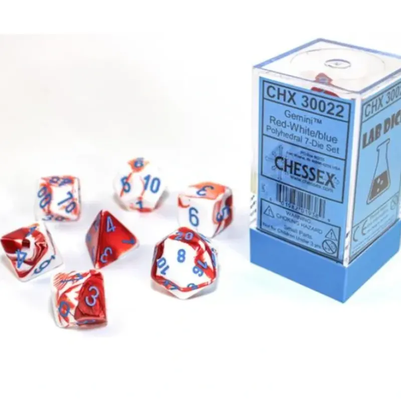 Shop All*Chessex CHX30022 Lab Dice Gemini Red-White Dice w/ Red numbers - Miniature Marvels: Airplane Models & Painted Dice