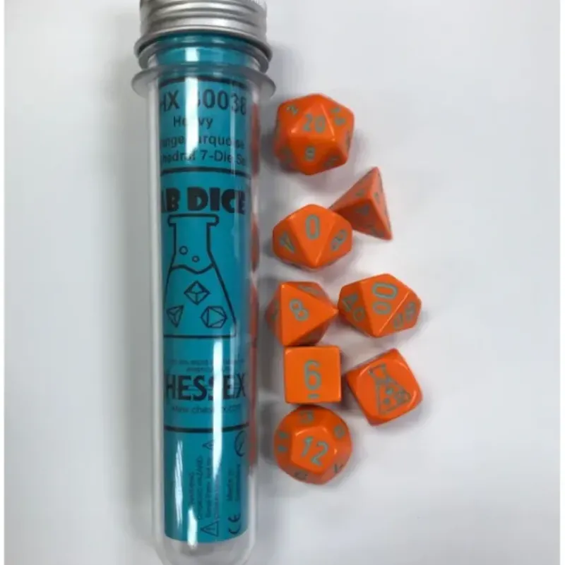Shop All*Chessex CHX30038 Lab Dice Heavy Orange w/Turquoise Numbers - Miniature Marvels: Airplane Models & Painted Dice