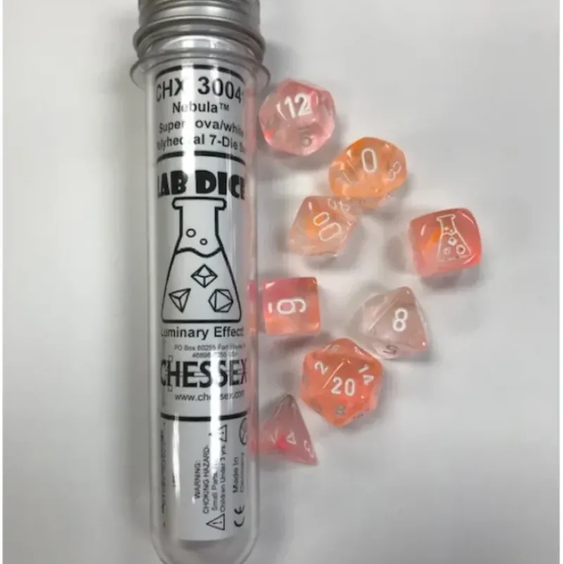 Shop All*Chessex CHX30041 Lab Dice Nebula Luminary Supernova w/White Numbers - Miniature Marvels: Airplane Models & Painted Dice