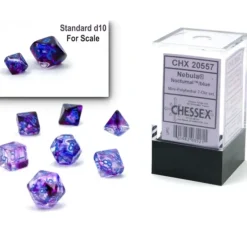 Shop All*Chessex CHX20557 Mini-Polyhedral Nebula Nocturnal w/ Blue numbers. - Miniature Marvels: Airplane Models & Painted Dice