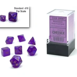 Shop All*Chessex CHX20587 Mini-Polyhedral Borealis Royal Purple w/ Gold numbers. - Miniature Marvels: Airplane Models & Painted Dice