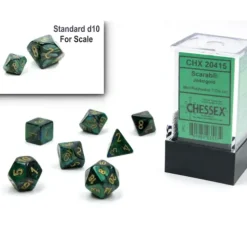 Shop All*Chessex CHX20415 Mini-Polyhedral Scarab Jade w/ Gold numbers. - Miniature Marvels: Airplane Models & Painted Dice