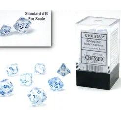 Shop All*Chessex CHX20581 Mini-Polyhedral Borealis Icicle w/ Blue numbers. - Miniature Marvels: Airplane Models & Painted Dice