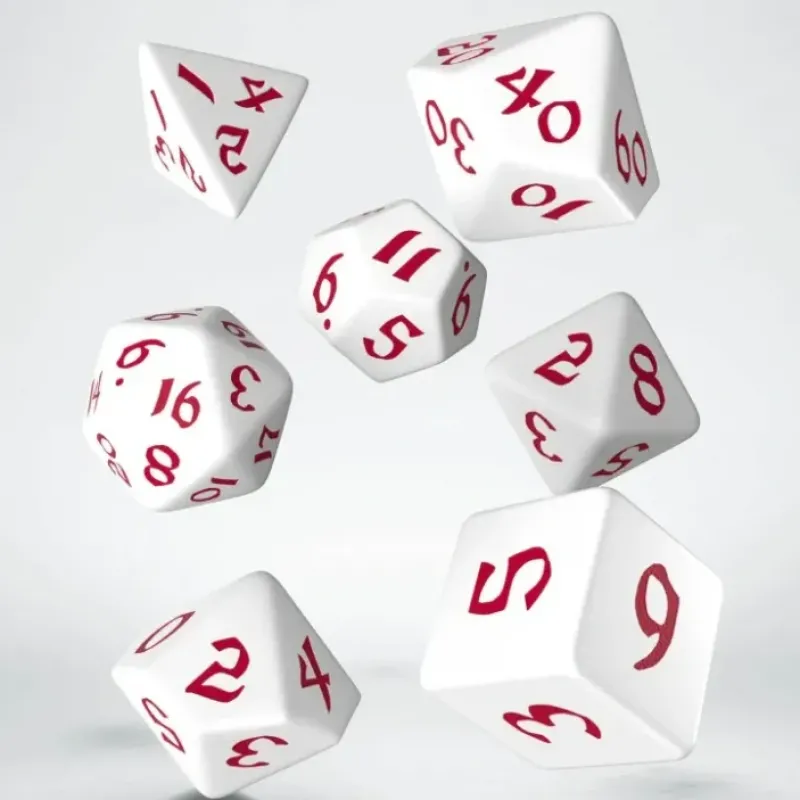 Dice<Classic Runic White & Red Dice Set (7) QWS SCLR26 - Miniature Marvels: Airplane Models & Painted Dice
