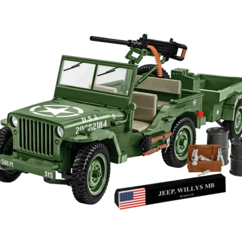 Airplane Model*Cobi 2804 WWII Jeep Willys MB & Trailer - Miniature Marvels: Airplane Models & Painted Dice