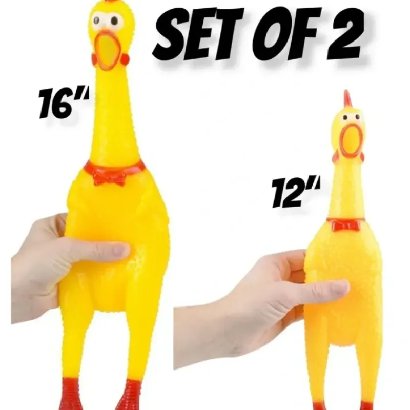 Egpull<COMBO SET of 2 - RUBBER CHICKENS - SQUEAK Sound Squeeze Screaming Dog Child Toy - Miniature Marvels: Airplane Models & Painted Dice