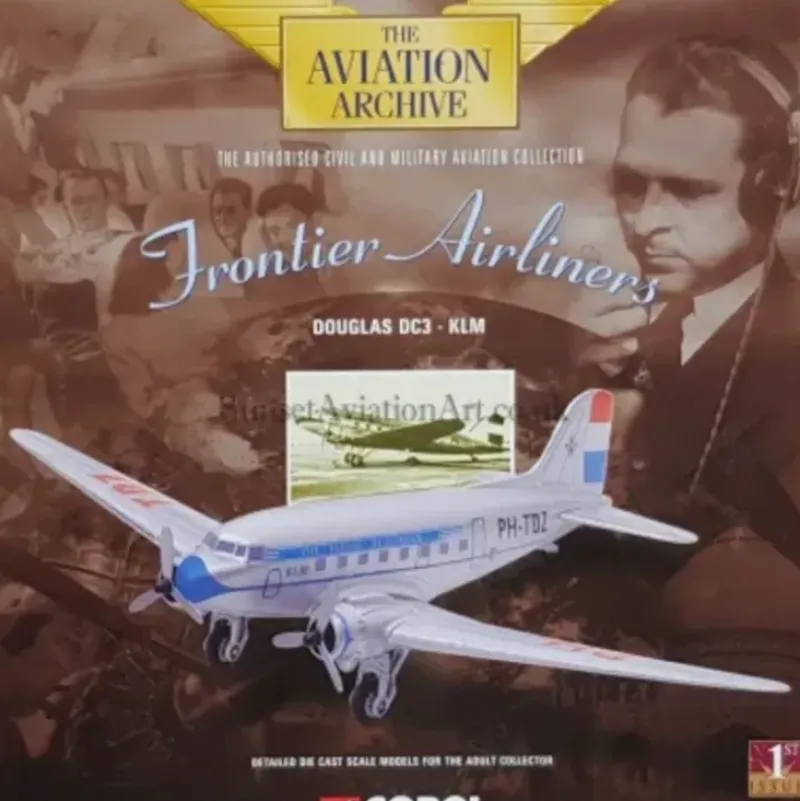Airplane Model*Corgi AA47108 1:144 Douglas DC-3 KLM - Miniature Marvels: Airplane Models & Painted Dice