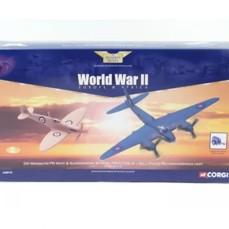 Airplane Model*Corgi AA99110 1:72 Mosquito PR MkIV, Spitfire PRVII Reconnaissance Set (Minor Shelf Wear on Box) - Miniature Marvels: Airplane Models & Painted Dice