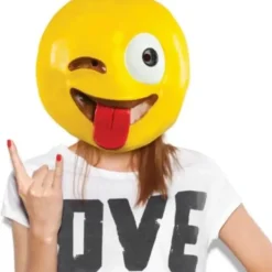 Egpull<Crazy Wink Tongue Emoji Smiley Smile Face Mask Latex Halloween Costume BigMouth - Miniature Marvels: Airplane Models & Painted Dice
