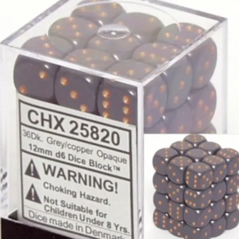 Dice<Dark Grey with Copper: Opaque 36d6 12mm Dice Block CHX 25820 - Miniature Marvels: Airplane Models & Painted Dice