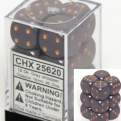 Dice<Dark Grey with Copper: Opaque 12d6 16mm Dice Set CHX 25620 - Miniature Marvels: Airplane Models & Painted Dice