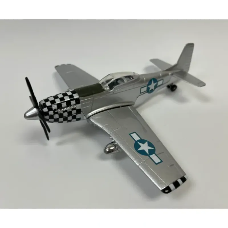 Airplane Model*Diecast Pull-Back Toy P-51 Mustang Checker nose - Miniature Marvels: Airplane Models & Painted Dice