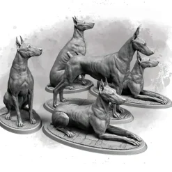 Miniature<Doberman, 32mm - Miniature Marvels: Airplane Models & Painted Dice
