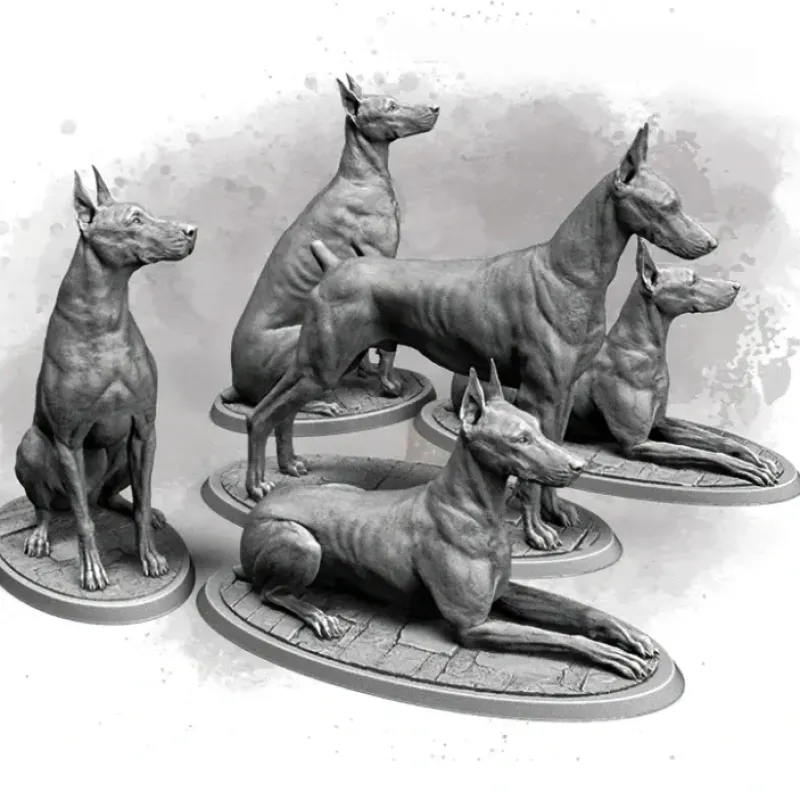 Miniature<Doberman, 32mm - Miniature Marvels: Airplane Models & Painted Dice
