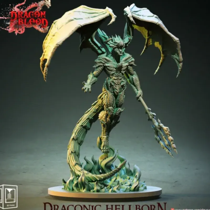 Miniature<Draconic Hellborn - Miniature Marvels: Airplane Models & Painted Dice