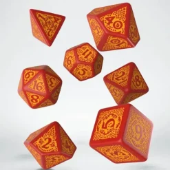 Dice<Dragon Slayer Red & Orange Dice Set QWS SDRS1D - Miniature Marvels: Airplane Models & Painted Dice
