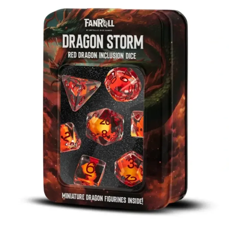 Dice<Dragon Storm Inclusion Resin Dice Set: Red Dragon (7) - Miniature Marvels: Airplane Models & Painted Dice