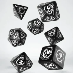 Dice<Dragons Black & White Dice Set (7) QWS SDRA05 - Miniature Marvels: Airplane Models & Painted Dice